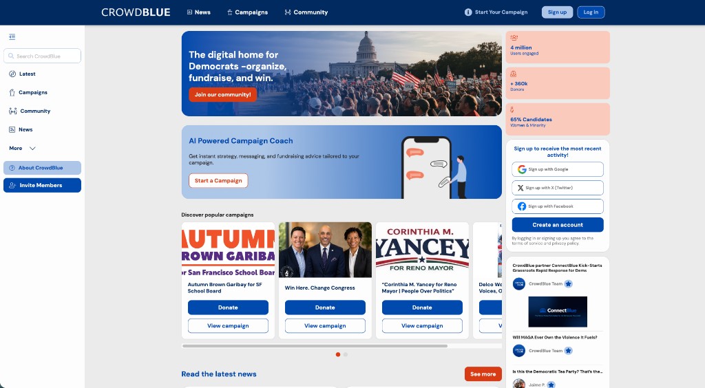 Crowdblue AI Powered Campaign Coach on web